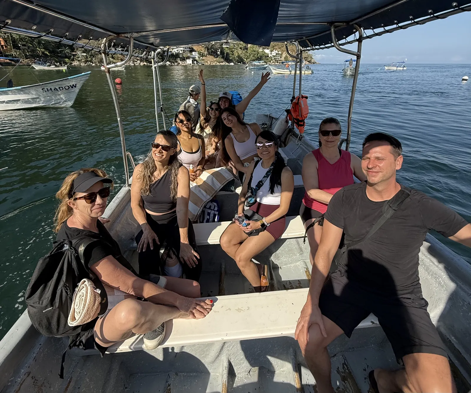 The group out on the water on a boat day